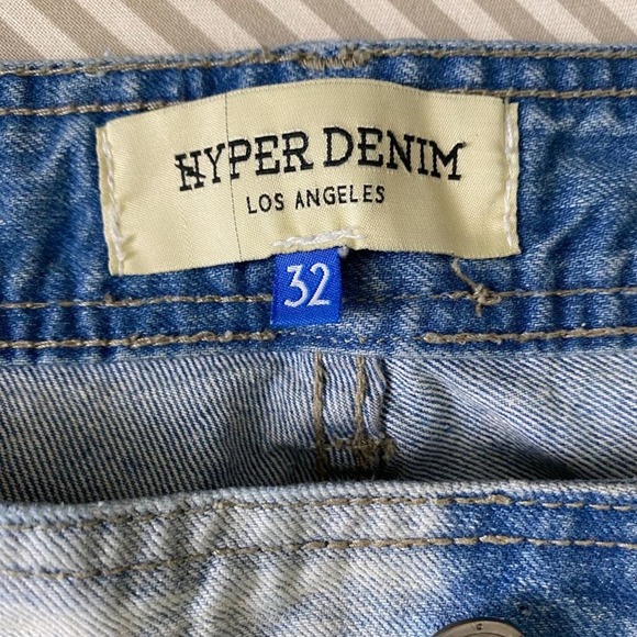 Hyper Denim Distressed Button Fly Jeans Mens size 32 x 25" inseam Straight Leg - Picture 9 of 11
